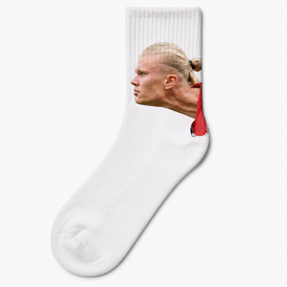 DROP 001 — Haaland Meme Sock (White Edition)